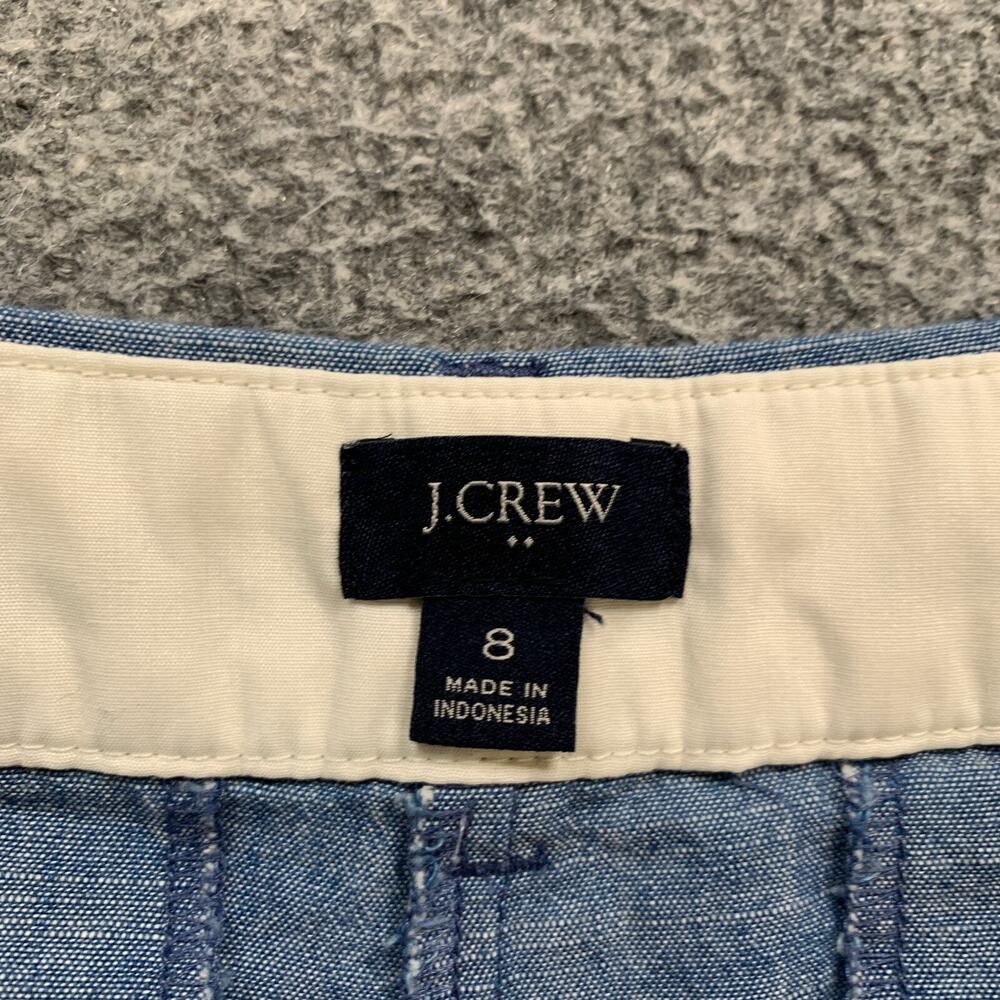 J Crew Shorts Women 8 Blue Classic Chambray Zip Fly Cotton Mid Rise Pocket Chino - Picture 5 of 12